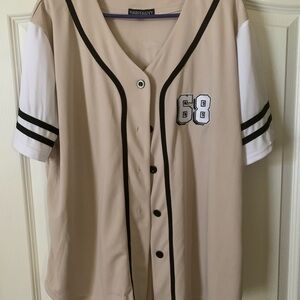 Harper Tan and White Women's Jersey Top